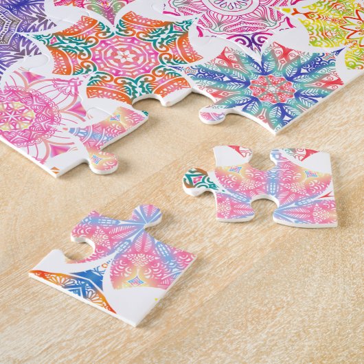 モノグラムのカラフル坊保曼荼羅の文様 ジグソーパズル (側面)