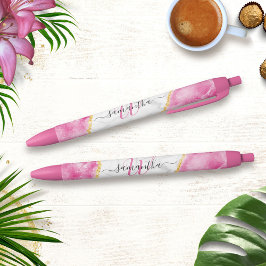 モノグラムのガーリーエレガントグラムピンク 青ボールペン