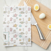 モノグラムのキッチンタオル付き茶模様 キッチンタオル (四つ折り)