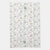 モノグラムのキッチンタオル付き茶模様 キッチンタオル (縦)