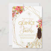 モノグラムのキンセン花のスパニッシュガーデン 招待状 (正面)