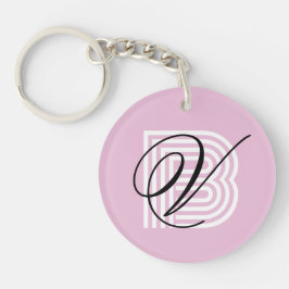 モノグラムのキーチエレガントェンミニマルシックモダンピンク キーホルダー