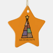 モノグラムのクイルトクリスマスツリー セラミックオーナメント (右)