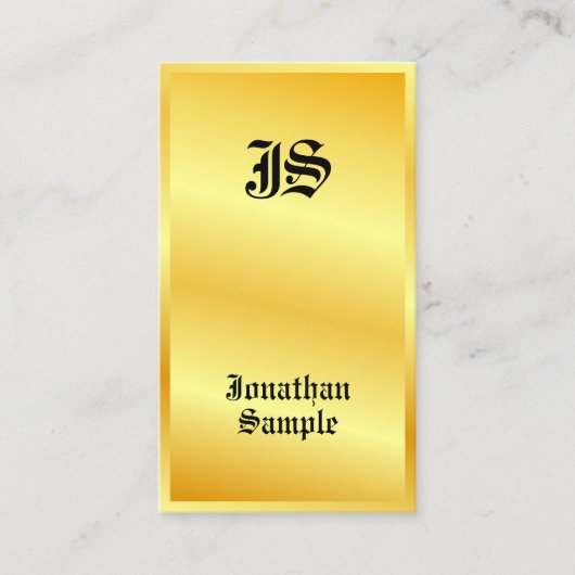 モノグラムのクラシックフェイク金ゴールドスタイル文字エレガント 名刺 (正面)