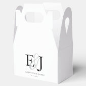 モノグラムのクラシックホワイトエレガントな結婚式 フェイバーボックス (オープン)