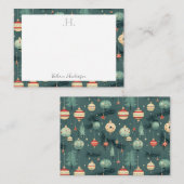 モノグラムのクリスマスお礼メッセージ ノートカード (正面/裏面)