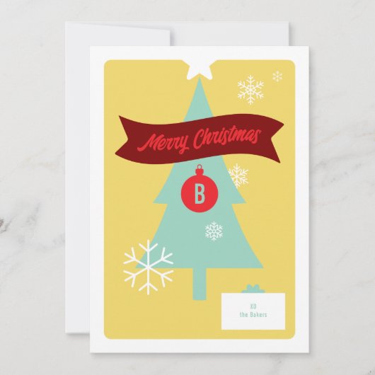 モノグラムのクリスマスアイコンのクリスマスカード シーズンカード (正面)