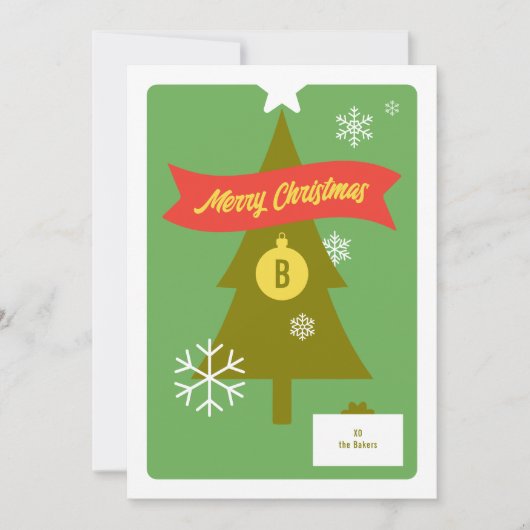 モノグラムのクリスマスアイコンのクリスマスカード シーズンカード (正面)