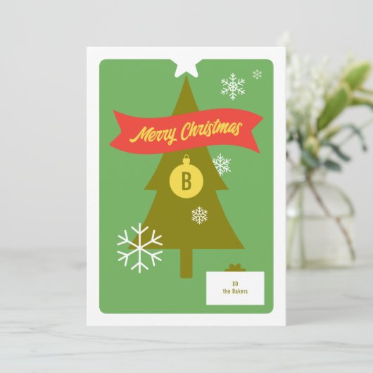 モノグラムのクリスマスアイコンのクリスマスカード シーズンカード (スタンド正面)