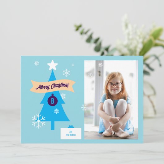 モノグラムのクリスマスアイコン写真クリスマスカード シーズンカード (スタンド正面)