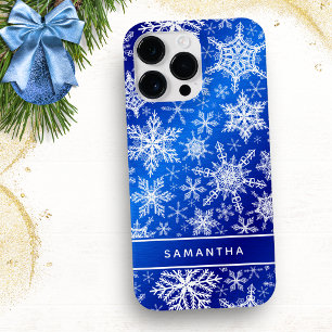 モノグラムのクリスマスブルー白い雪 Case-Mate iPhone 14 PRO MAXケース