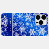 モノグラムのクリスマスブルー白い雪 Case-Mate iPhoneケース (裏面 (横))
