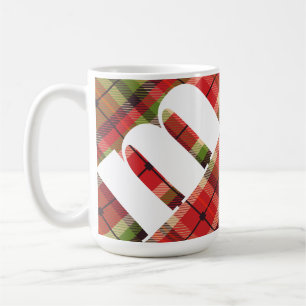 モノグラムのクリスマスプレイド コーヒーマグカップ