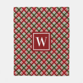 モノグラムのクリスマスプレイド フリースブランケット (正面)