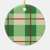 モノグラムのクリスマスプレッドレッドとグリーン市松模様に セラミックオーナメント (裏面)