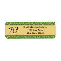 モノグラムのクリスマス差出人住所ラベル