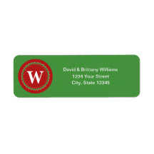 モノグラムのクリスマス差出人住所ラベル