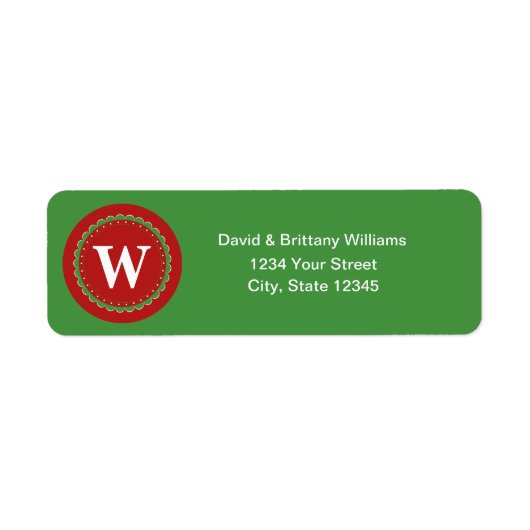 モノグラムのクリスマス差出人住所ラベル ラベル (正面)
