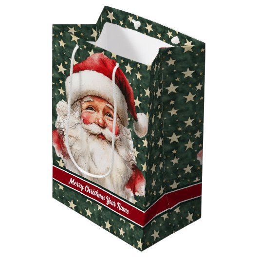 モノグラムのクリスマス抱き枕ヴィンテージサンタクロース ミディアムペーパーバッグ (正面アングル)