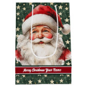 モノグラムのクリスマス抱き枕ヴィンテージサンタクロース ミディアムペーパーバッグ (裏面)