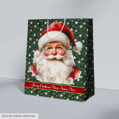 モノグラムのクリスマス抱き枕ヴィンテージサンタクロース ミディアムペーパーバッグ