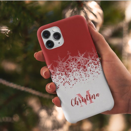 モノグラムのクリスマス赤い白 Case-Mate iPhoneケース