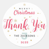 モノグラムのクリスマス、かわいい、カスタムありがとう ラウンドシール (正面)