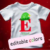 モノグラムのクリスマス、名前を白でパーソナライズ ベビーボディスーツ