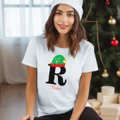モノグラムのクリスマス、名前を白でパーソナライズ Tシャツ