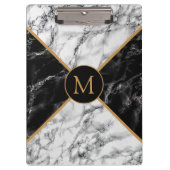 モノグラムのクリップボードと白黒チェック大理石 クリップボード (正面)