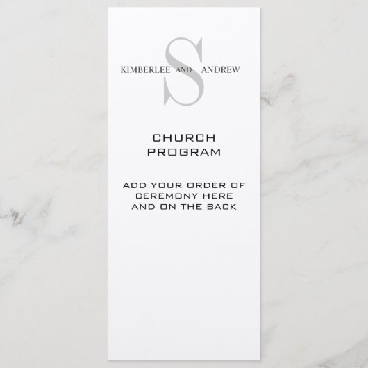 モノグラムのクリーム色の結婚式プログラム プログラム (正面)