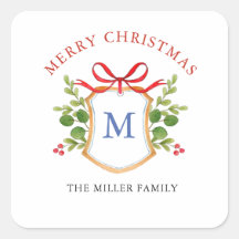 モノグラムのクレストとグリーン 季節の祝い