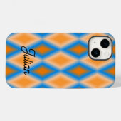 モノグラムのグラデーションのオレンジ色の青いダイヤモンドの形状 Case-Mate iPhoneケース (裏面 (横))