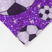 モノグラムのグリッターのインディゴの紫色のサッカーボール フリースブランケット (角)