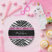 モノグラムのグリッターフェイクラインストンガールズ ペーパープレート (パーティー)