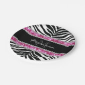 モノグラムのグリッターフェイクラインストンガールズ ペーパープレート (アングル)