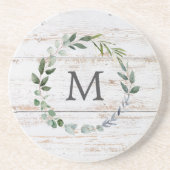モノグラムのグリ素朴ンセージ葉リース コースター (正面)
