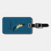 モノグラムのコバルト水の色の花ラゲージタグ ラゲッジタグ (正面横)