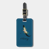 モノグラムのコバルト水の色の花ラゲージタグ ラゲッジタグ (正面縦)