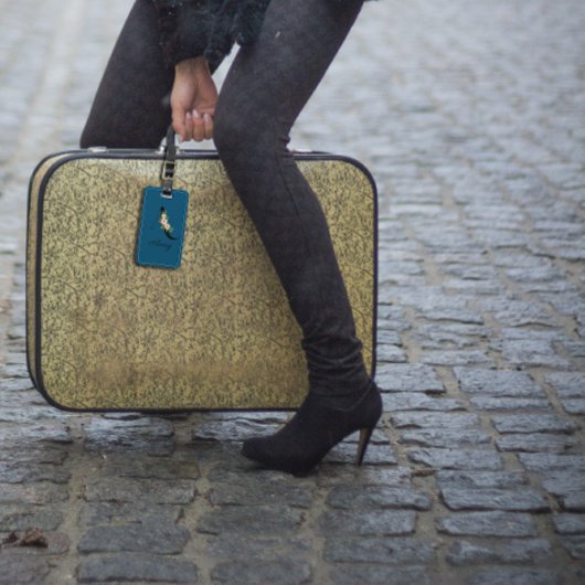 モノグラムのコバルト水の色の花ラゲージタグ ラゲッジタグ