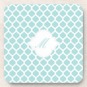 モノグラムのコルクコースター付き青いモロッコ風パターン コースター (正面)