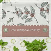 モノグラムのコーヒークラシック植物の青いピンク キッチンタオル (折り畳み)