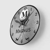 モノグラムのゴルフティーシルバー ラウンド壁時計 (傾斜)