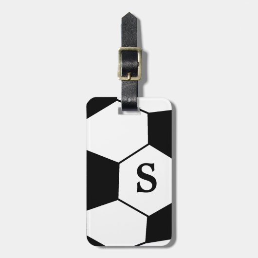 モノグラムのサッカーボールの荷物のラベル ラゲッジタグ (正面縦)