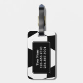 モノグラムのサッカーボールの荷物のラベル ラゲッジタグ (裏面縦)