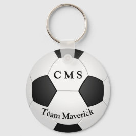 モノグラムのサッカーボールカスタム文字 キーホルダー