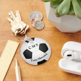 モノグラムのサッカーボールカスタム文字 キーホルダー