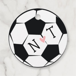 モノグラムのサッカーボール結婚ありがとう フェイバータグ
