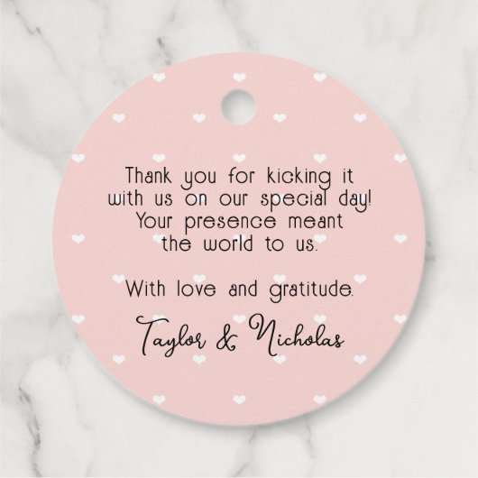 モノグラムのサッカーボール結婚ありがとう フェイバータグ (裏面)