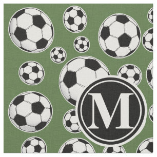 モノグラムのサッカー-木の上 ファブリック